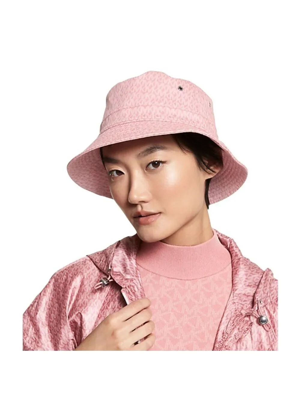 Michael Kors Bucket Hat Logo Print Cotton Blend Pink